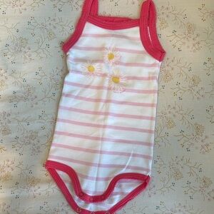 Petit Bateau Pink and White Striped Bodysuit